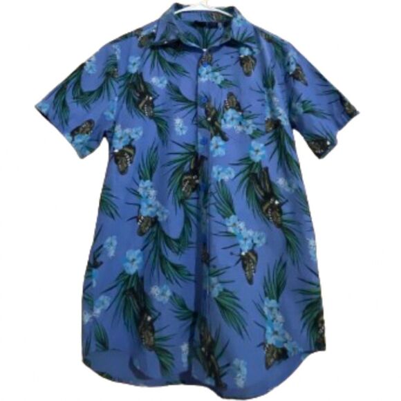 Star Wars Mens Blue Multi Chewbacca Hawaiian/Floral Print Button Down Shirt Sz-S - Picture 2 of 9